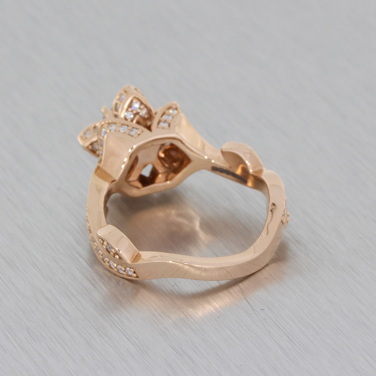 14ct Rose gold floral ring set with moissonite and pink CZ